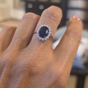 Anillo Lady Di Zafiro Oro Blanco