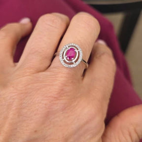 Anillo Halo Rubí