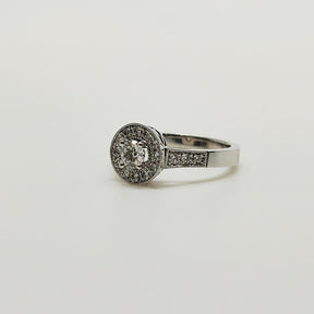 Anillo Halo Oro Blanco 18K