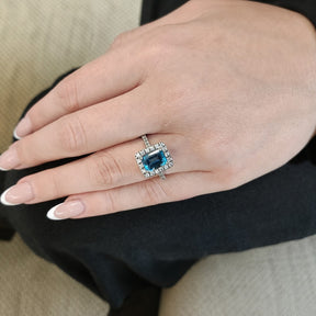 Anillo Plata Rodinada Topacio Rectangular