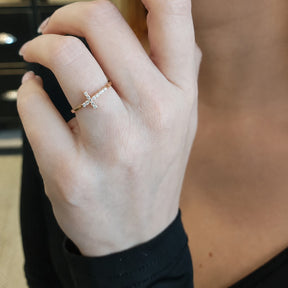 Anillo Cruz Oro Amarillo 18K