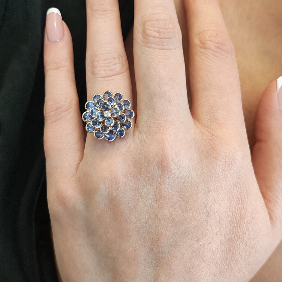 Anillo Flor Tanzanita