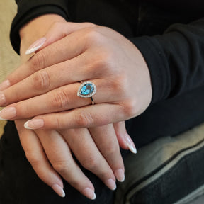 Anillo Gota Aguamarina