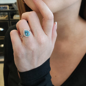 Anillo Gota Aguamarina