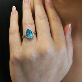 Anillo Gota Aguamarina
