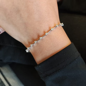 Pulsera Tennise Oro Blanco Y Brillantes