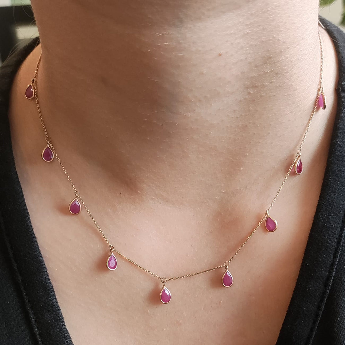 Collar Rubíes Gota