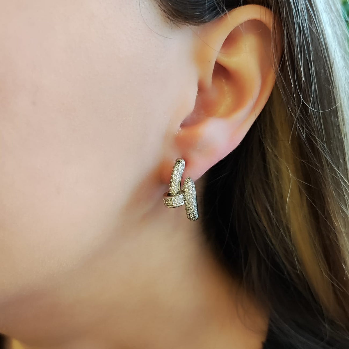 Aros Doble T Plata Rodinada