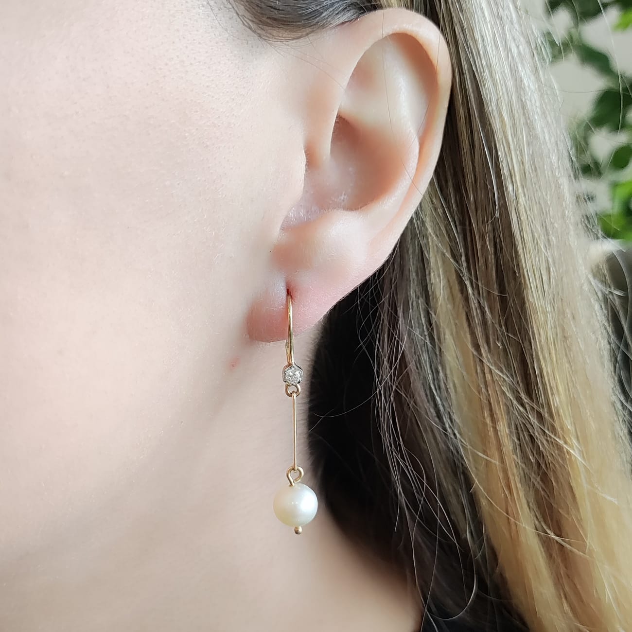 Aros Perlas Colgantes Y Brillantes
