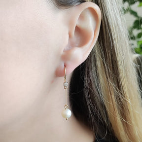 Aros Perlas Colgantes Y Brillantes