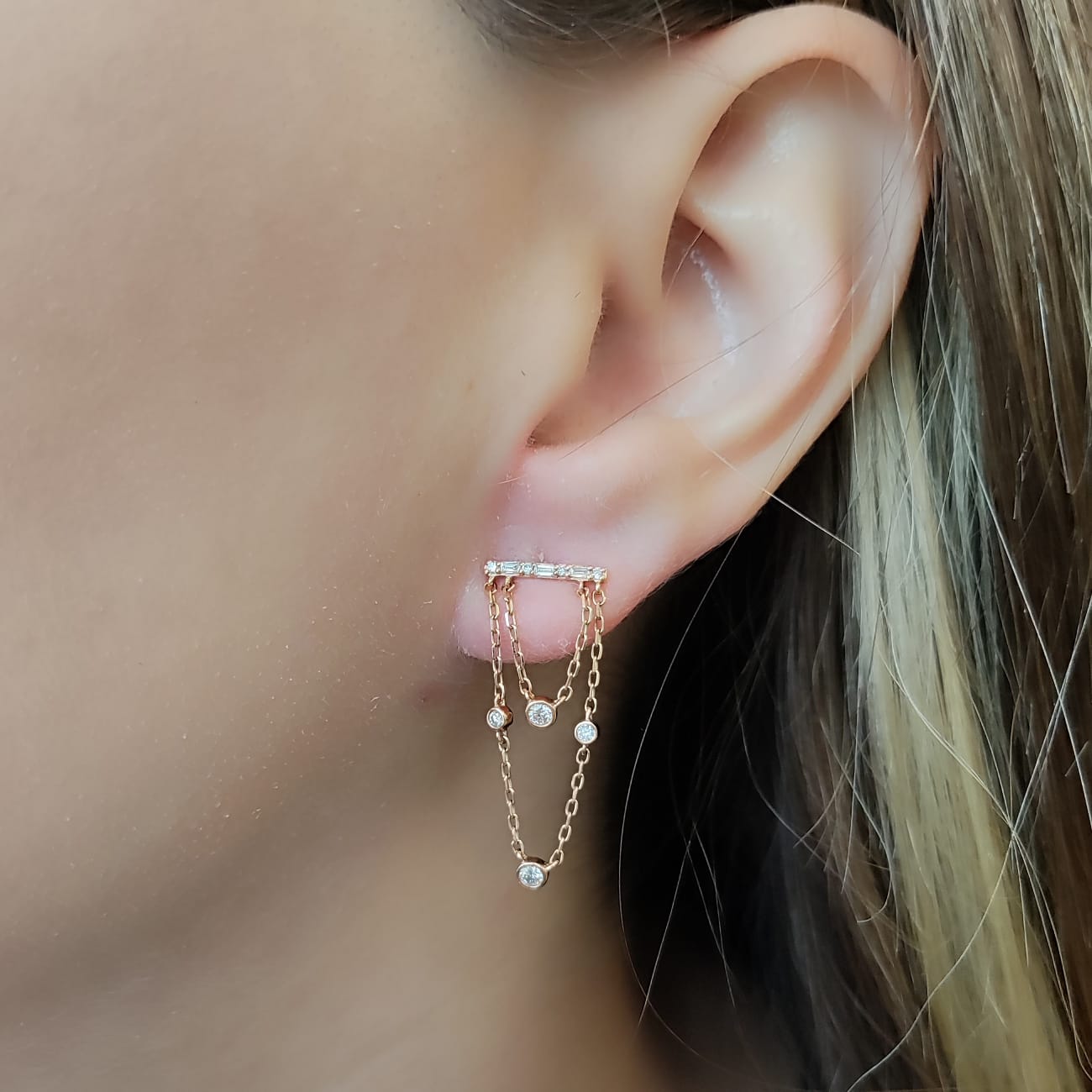 Aros Cascada Oro Rosado 18K