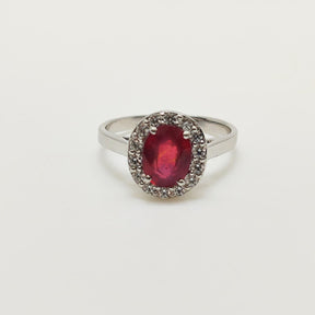Anillo Rubí Oval Plata Rodinada