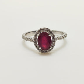 Anillo Rubí Oval Plata Rodinada Circones