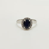 Anillo Zafiro Oval Plata Rodinada
