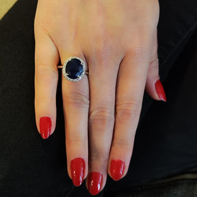 Maxi Anillo Zafiro Oval Plata Rodinada