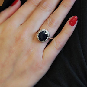 Maxi Anillo Zafiro Oval Plata Rodinada