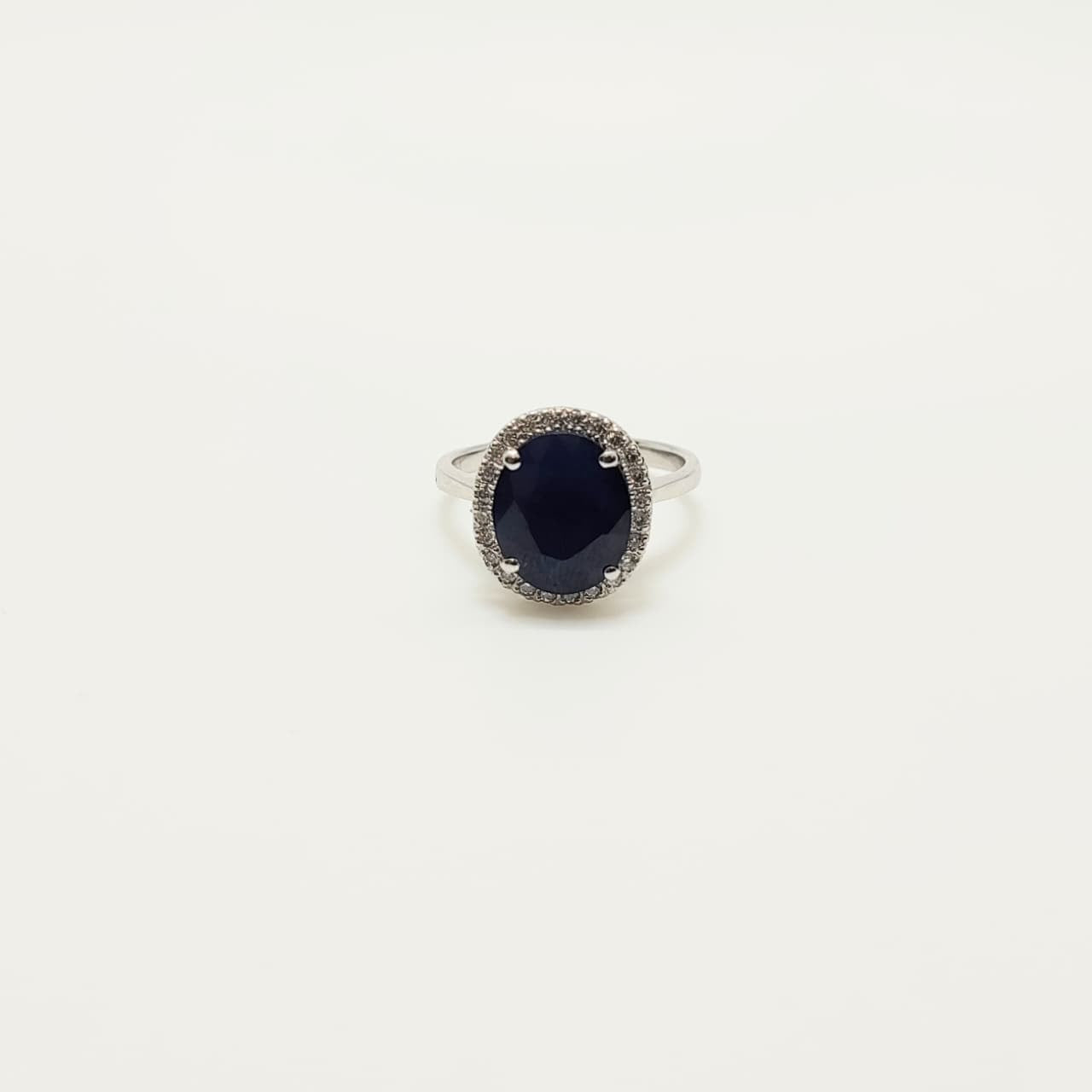 Maxi Anillo Zafiro Oval Plata Rodinada
