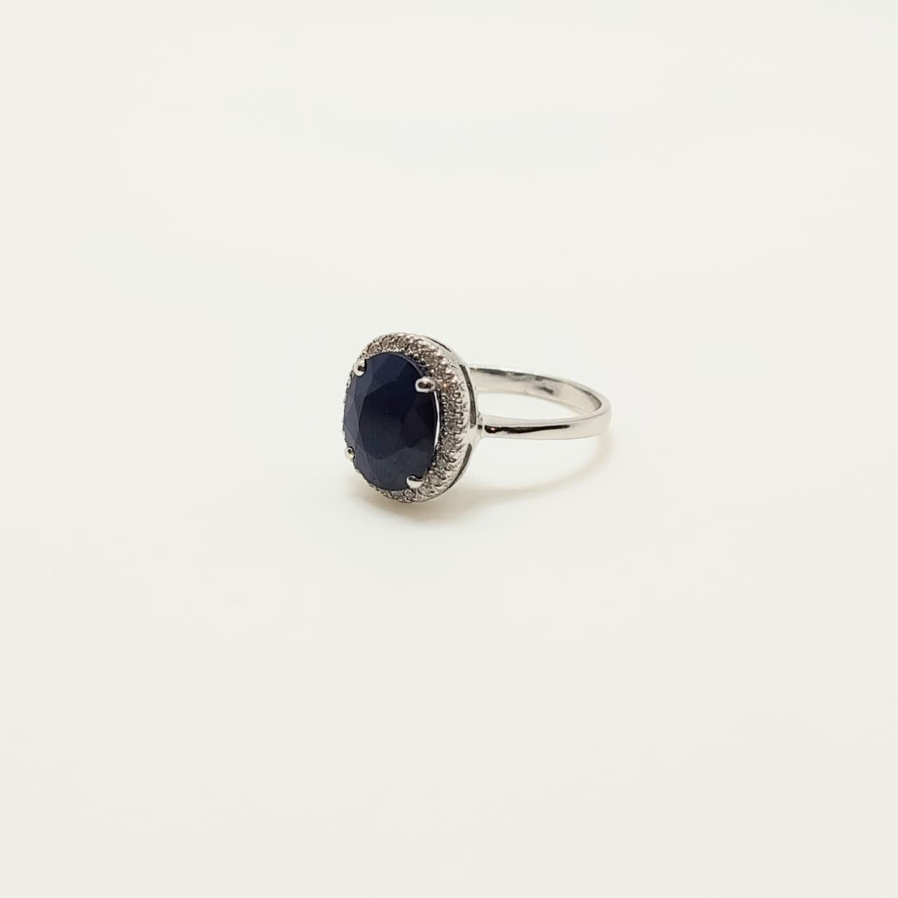 Maxi Anillo Zafiro Oval Plata Rodinada