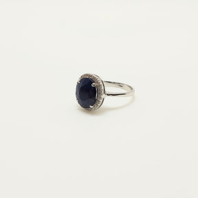 Maxi Anillo Zafiro Oval Plata Rodinada