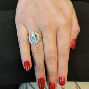 Maxi Anillo Gota Topacio Plata Rodinada