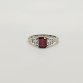 Anillo Rubí Rectangular Plata Rodinada