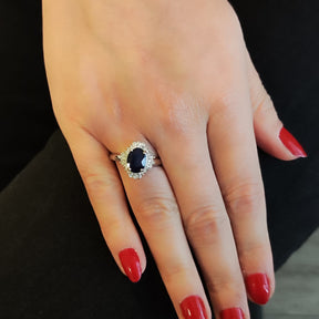 Anillo Roseta Oval Zafiro