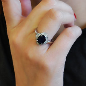 Anillo Roseta Oval Zafiro
