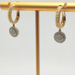 Aros Doble Halo Texturas Oro Amarillo 18K