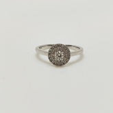 Anillo Doble Halo De Diamantes Oro Blanco 18K