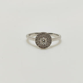 Anillo Doble Halo De Diamantes Oro Blanco 18K