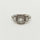 Anillo Placa Triple Baguette