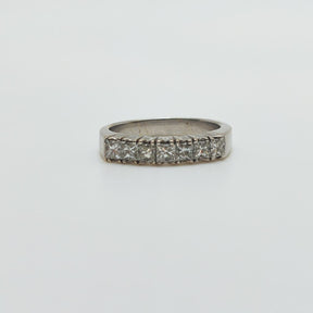 Anillo Oro Blanco 7 Diamantes