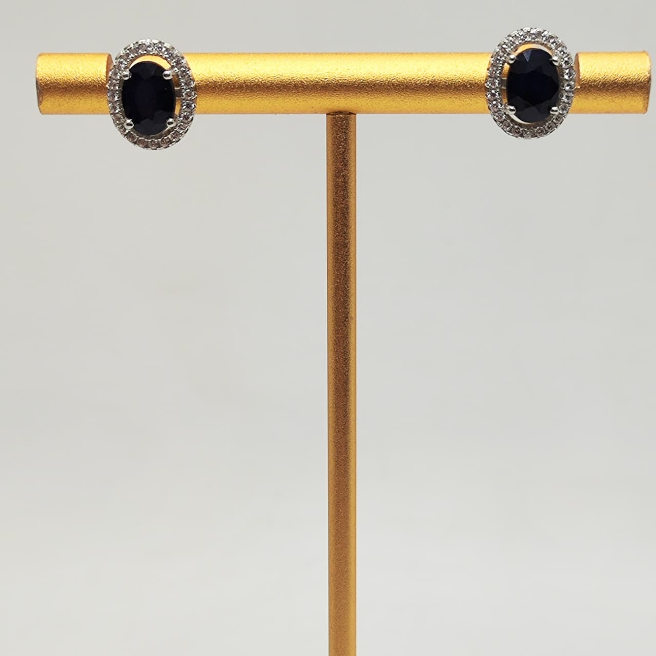 Aros Plata Rodinada Zafiros Oval Y Circones