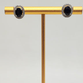 Aros Plata Rodinada Zafiros Oval Y Circones