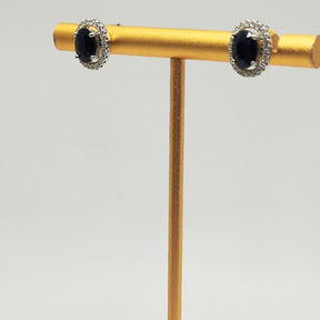 Aros Plata Rodinada Zafiros Oval Y Circones