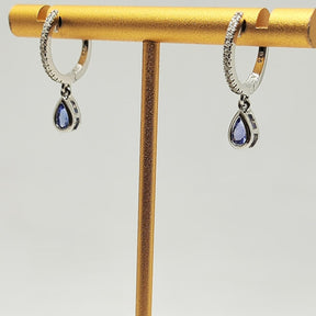 Aros Tanzanita Gota Plata Rodinada