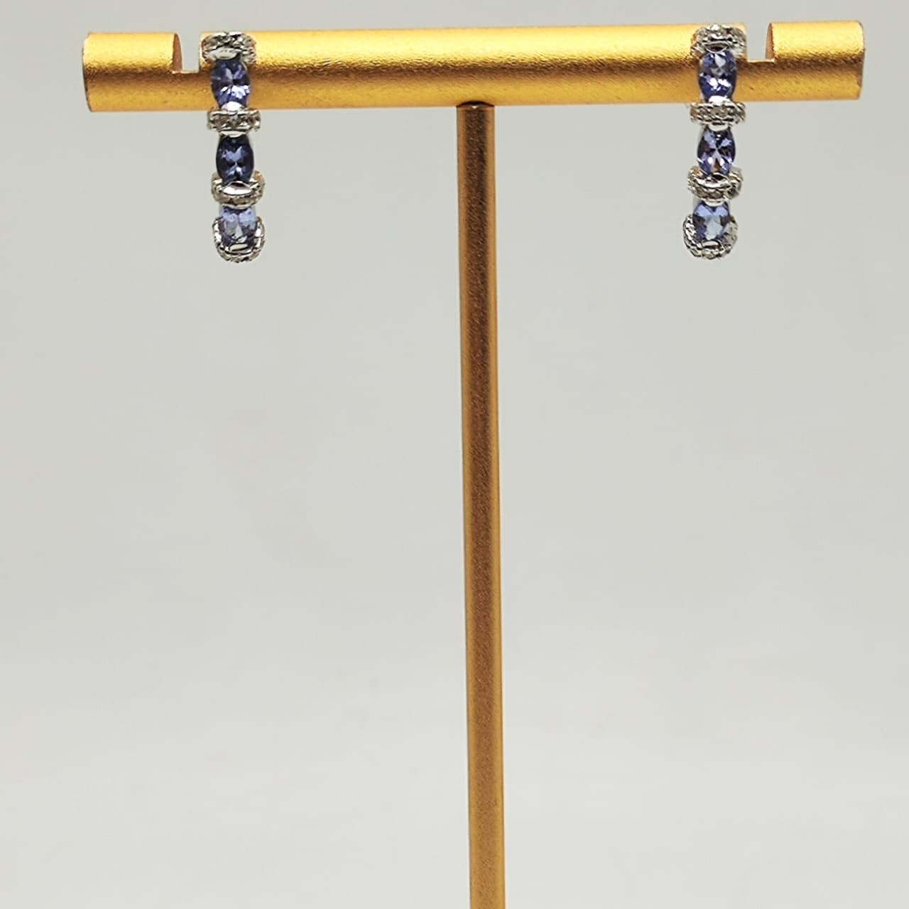 Aros Plata Rodinada Triple Tanzanitas Oval