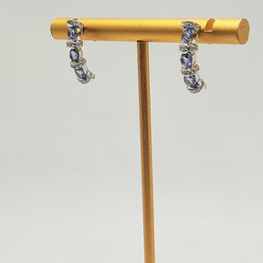 Aros Plata Rodinada Triple Tanzanitas Oval