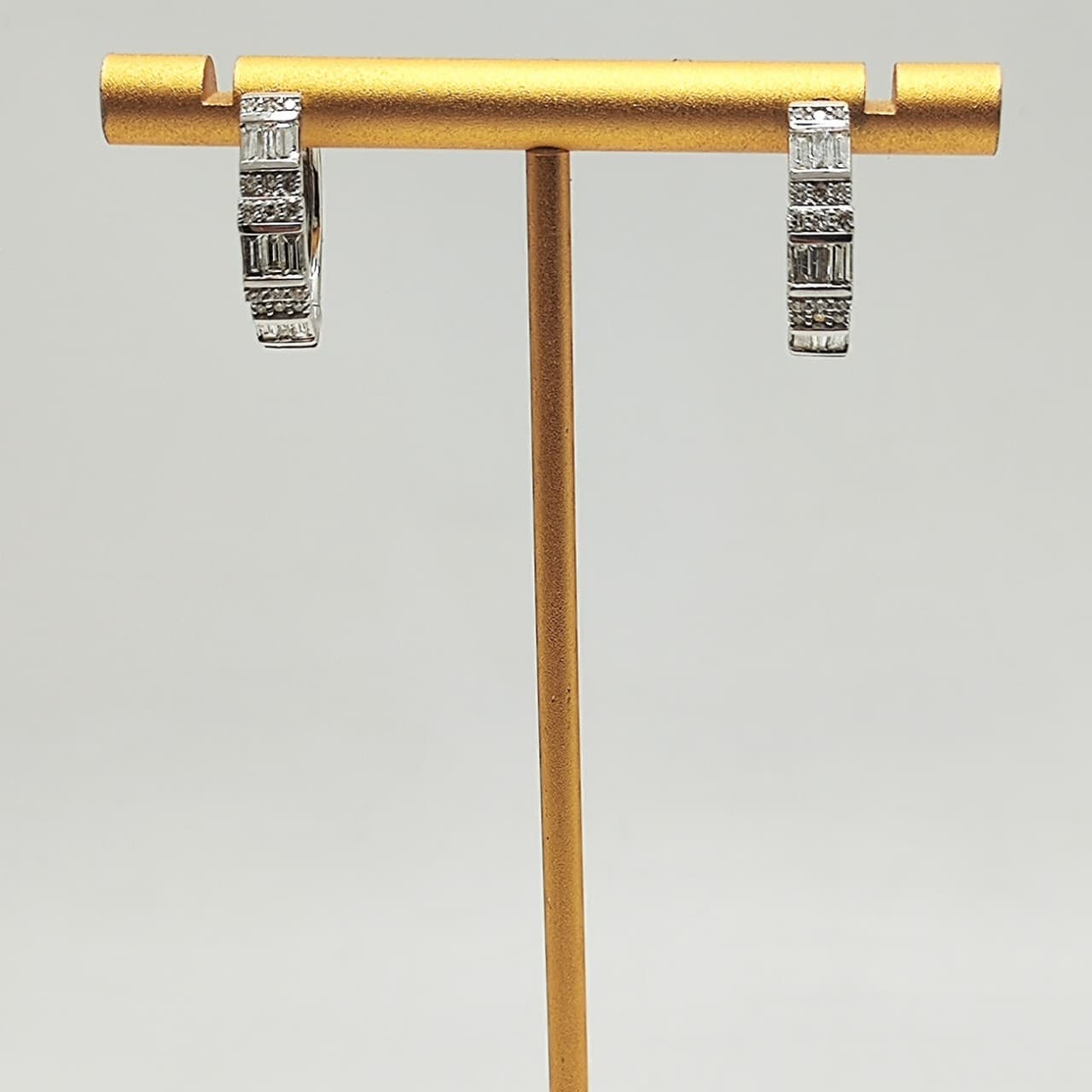 Argollas Brillantes Baguette Oro Blanco 18K