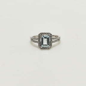 Anillo Aguamarina Y Brillantes