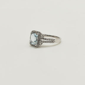 Anillo Aguamarina Y Brillantes