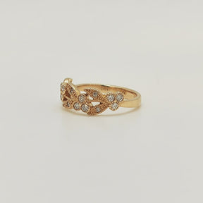 Anillo Flores Oro Amarillo