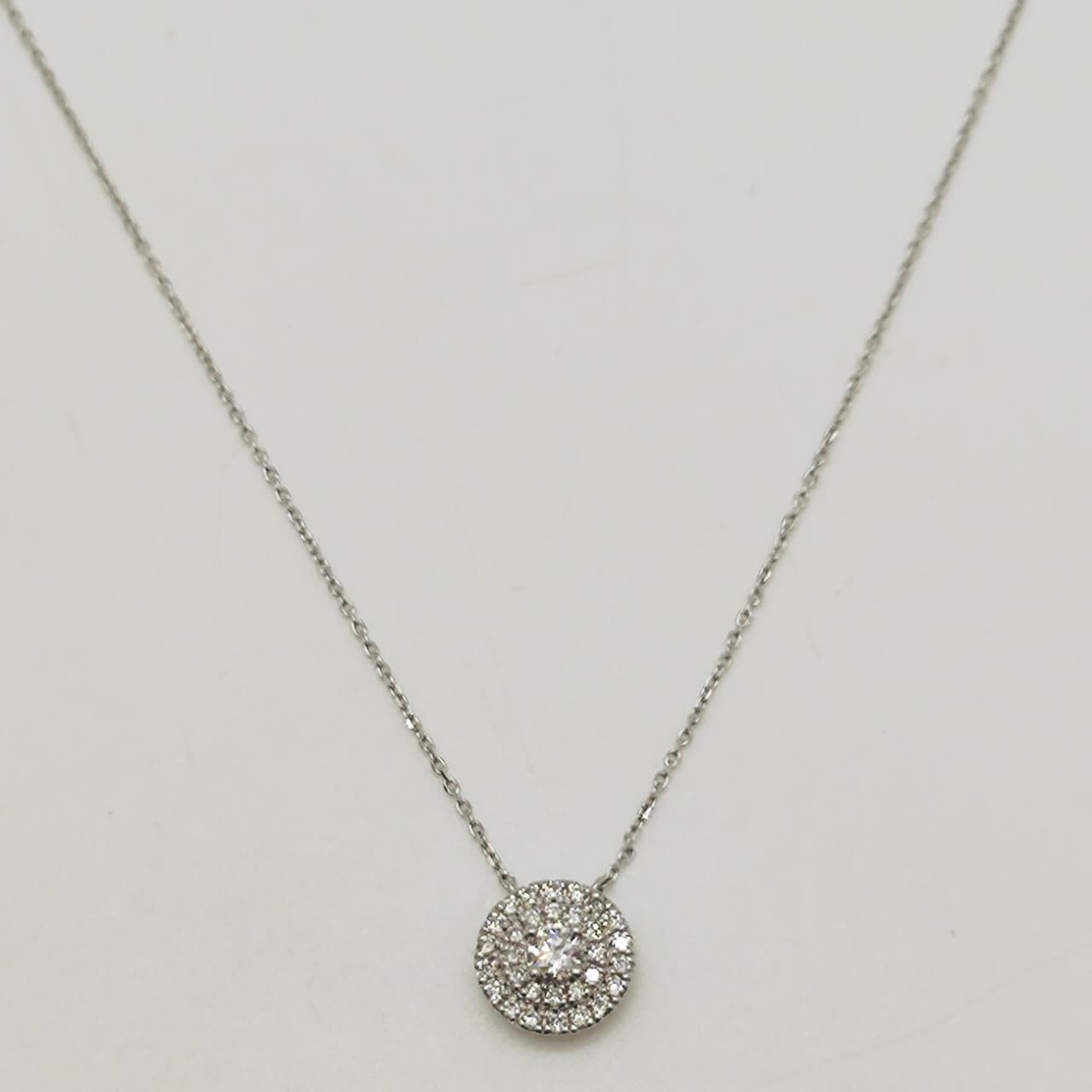 Collar Doble Halo Oro Blanco 18K