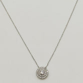 Collar Doble Halo Oro Blanco 18K