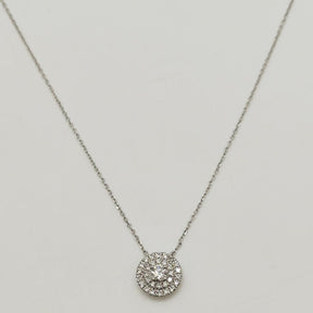 Collar Doble Halo Oro Blanco 18K