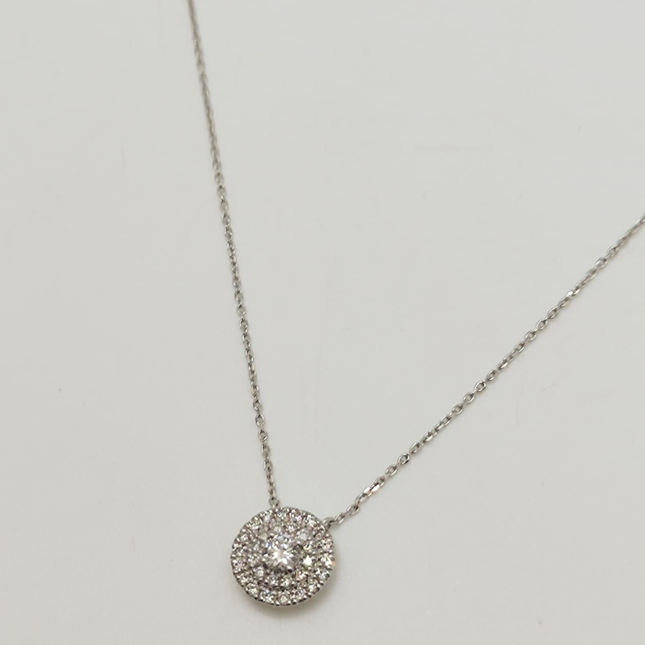 Collar Doble Halo Oro Blanco 18K