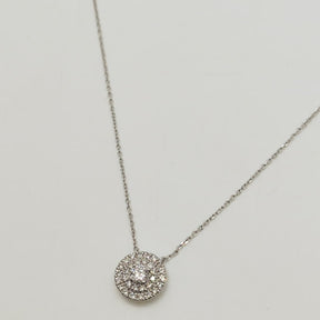 Collar Doble Halo Oro Blanco 18K