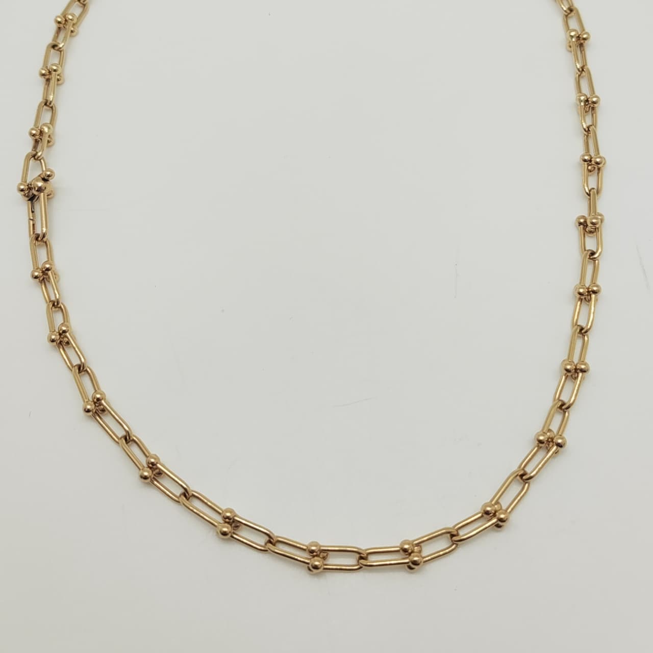 Collar Paperclip Bolitas Oro Amarillo