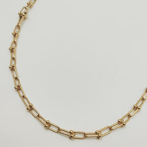 Collar Paperclip Bolitas Oro Amarillo
