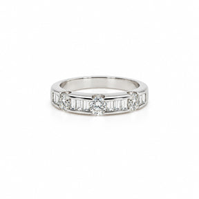 Anillo Oro Blanco Diamantes Corte Brillante Y Baguette